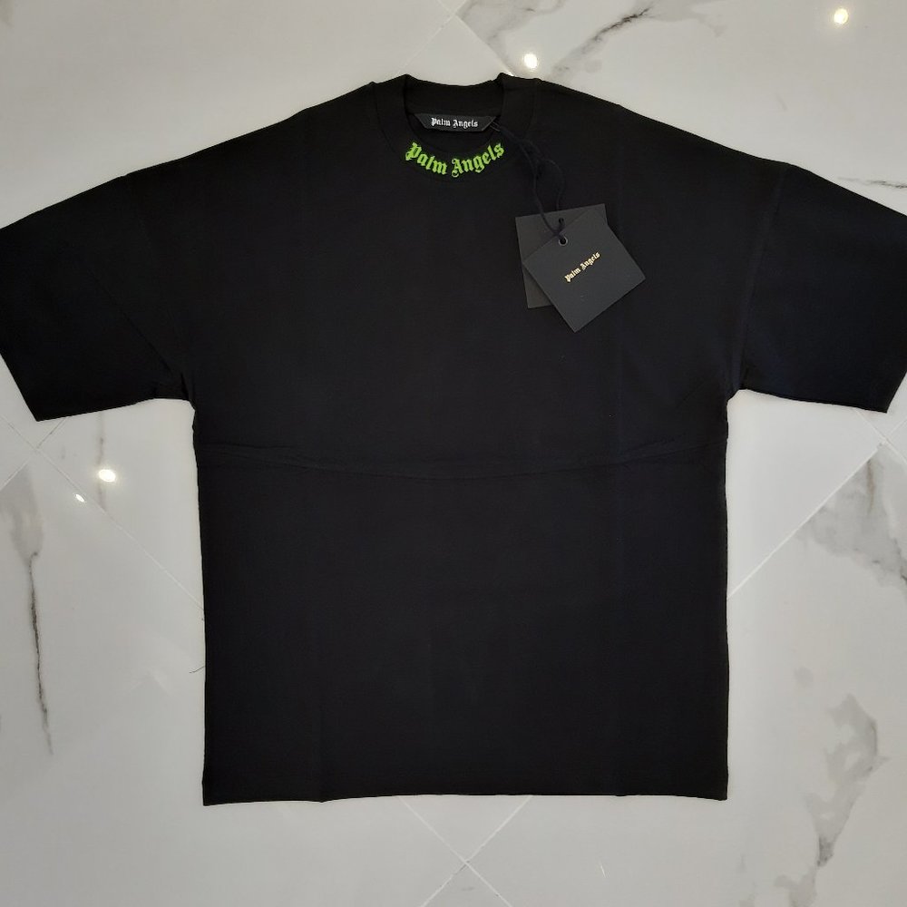 PALM ANGELS OVERSIZE BLACK COTTON TEE - Picture 3 of 4
